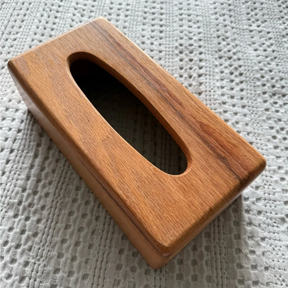Wooden Tissue Box Cover - Natural Brown